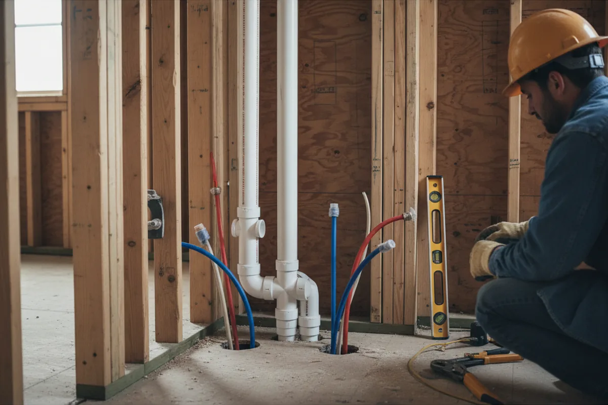 Drain and supply rough-in during Sump Pump Repair in Hustonville
